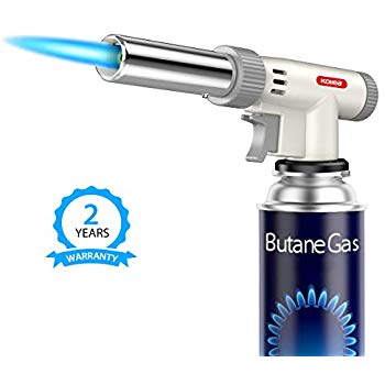 Butane Torch, Kollea Kitchen Culinary Torch - Professional Creme Brulee Cooking Torch, Blow Food Torch with Adjustable Flame for Sous Vide, Dessert, Camping, BBQ (Butane Gas Not Included)