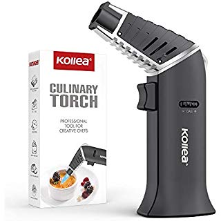 Butane Torch, Kollea Kitchen Culinary Torch Lighter Butane Refillable, Cooking Creme Brulee Food Torch with Safety Lock & Adjustable Flame for Food, BBQ, Craft, Soldering(Butane Fuel not Included)