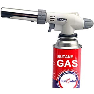 Butane Torch Kitchen Blow Lighter - Culinary Torches Chef Cooking Professional Adjustable Flame with Reverse Use for Creme, Brulee, BBQ, Baking, Jewelry by FunOwlet (Butane Fuel Not Included)